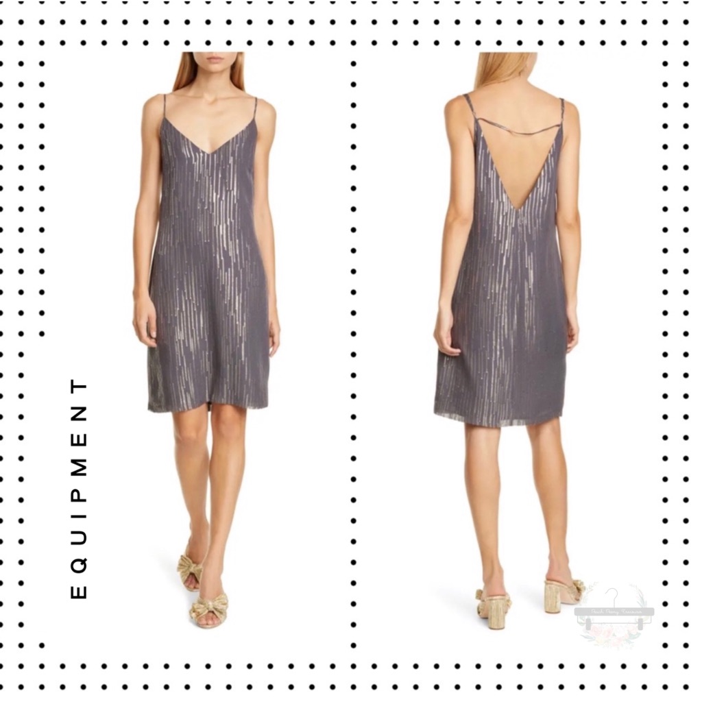 Nwt Equipment - Tansie Metallic Stripe Silk Dress M